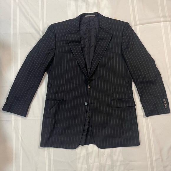 Hickey Freeman Dark Pinstripe Suit Jacket